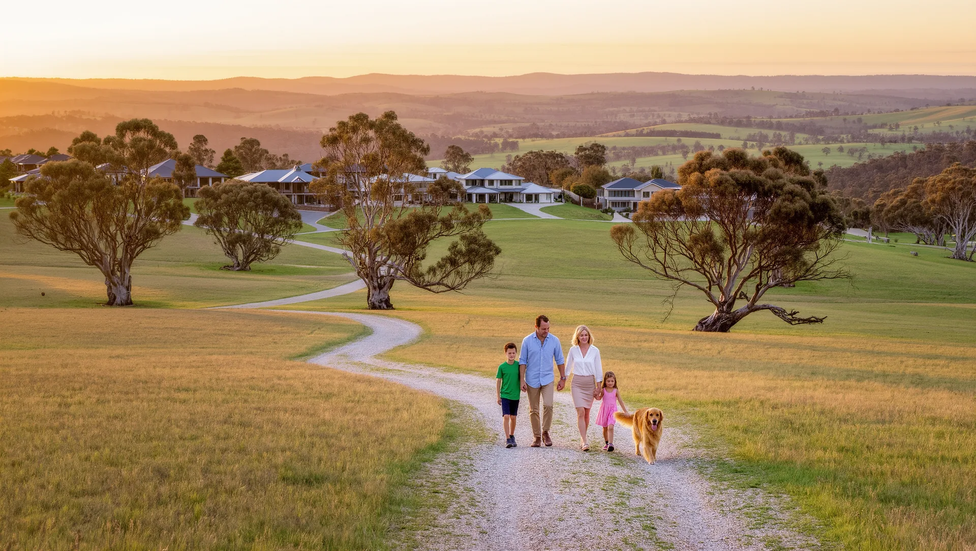 Landscaped creek and open parkland at Beveridge North West.